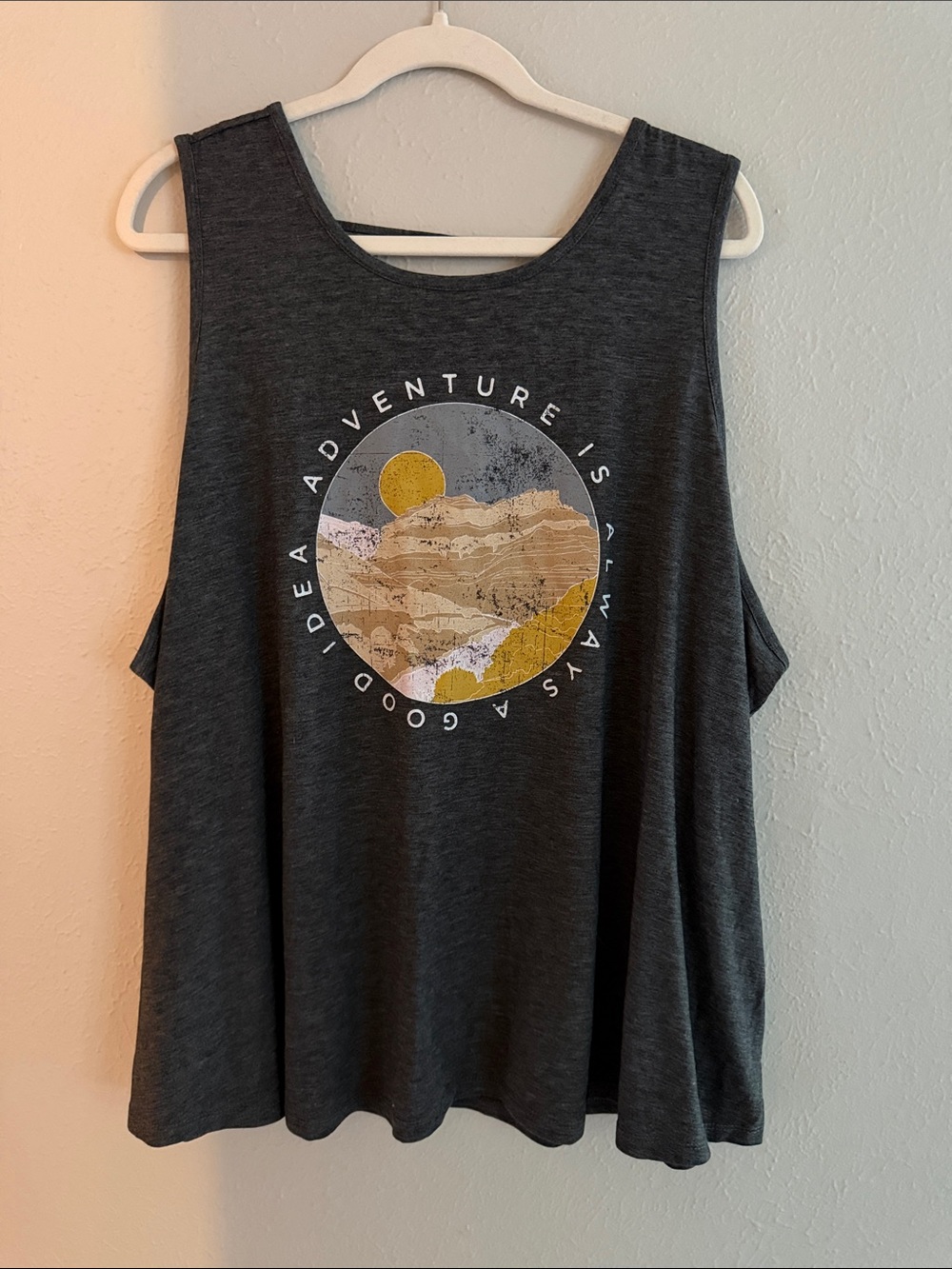 Maurices Charcoal Graphic Tank with Sunrise Circle